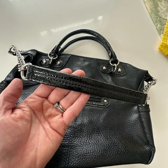 Kathy Van Zealand Y2K Black Studded Gem-Embellished vegan leather Satchel - Picture 5 of 15